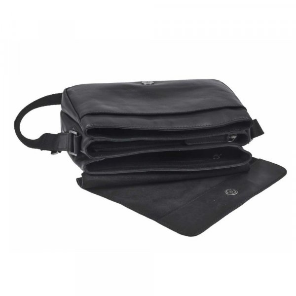 Sac bandoulire en cuir noir Greenburry