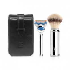 Kit rasage barbe Mhle avec pochette en cuir noir